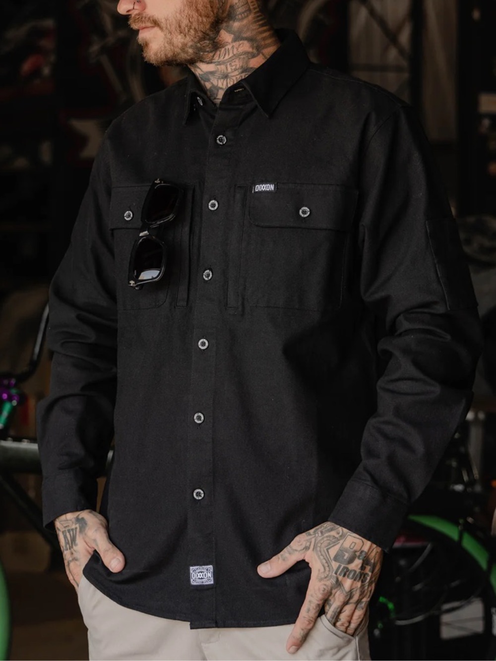 NWT Dixxon  Mens Work Shirt Long Sleeve  in Black  Size 2XL